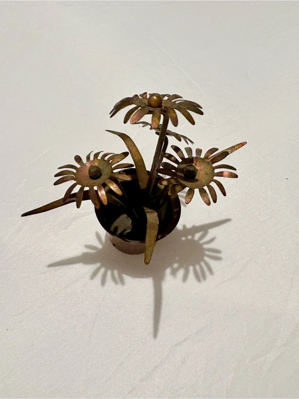 Brass Sunflower Sculpture - Gold Metal Floral Decor